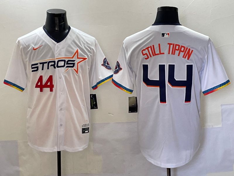 Men Houston Astros 44 Still Tippin White Four generations Joint Name 2025 Nike MLB Jersey style 31